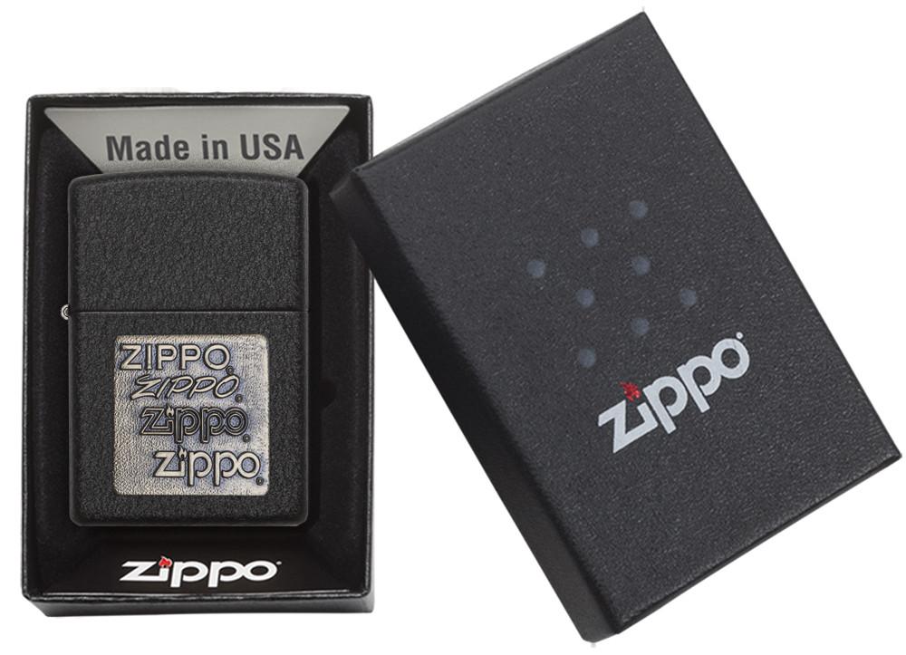 362, Black Crackle Gold Zippo Logo Emblem