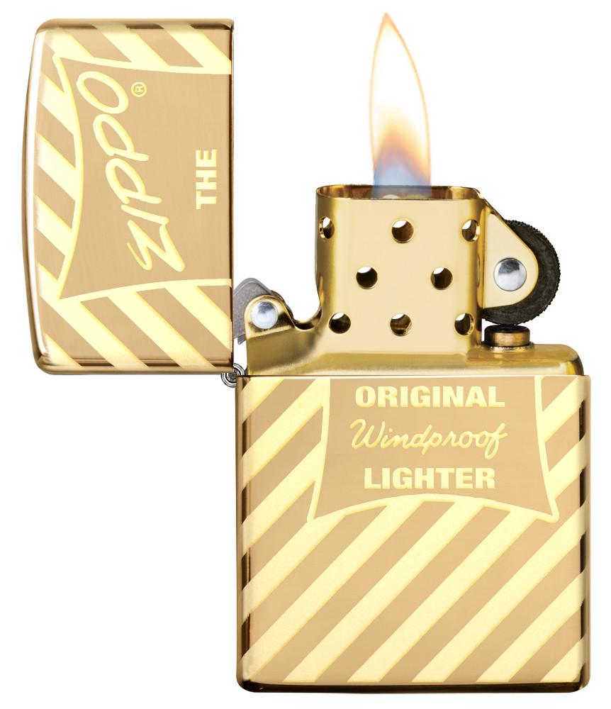 Vintage Zippo Box Top Windproof Lighter open and lit