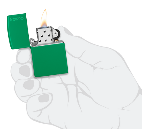 Classic Grass Green Matte Zippo Logo