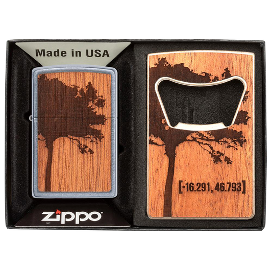 WOODCHUCK USA Lighter & Bottle Opener Gift Set