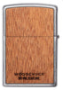 WOODCHUCK USA Mahogany Brushed Chrome windproof lighter showing the back