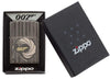 Front view of the James Bone 007 Black ice Lighter in the one box packaging 