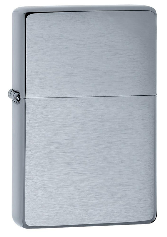 Brushed Chrome Vintage Windproof Lighter 3/4 View