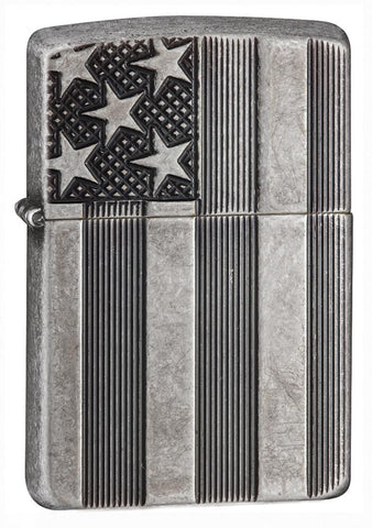 28974, American Flag Armor, Deep Carve, Antique Silver Plate, Armor Case