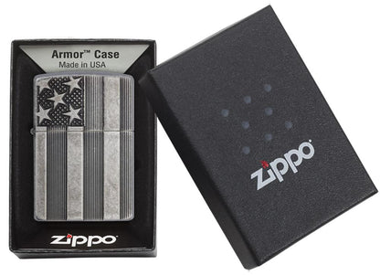 28974, American Flag Armor, Deep Carve, Antique Silver Plate, Armor Case