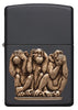 Front shot of Three Monkeys Black Matte Windproof Lighter