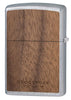 Back view of WOODCHUCK USA Herringbone Sweep Windproof Lighter standing at a 3/4 angle