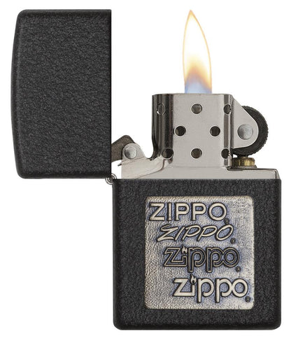 362, Black Crackle Gold Zippo Logo Emblem