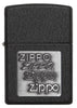Front view of Black Crackle Silver Zippo Logo Emblem Windproof Lighter