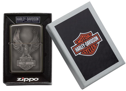 Harley-Davidson Black Ice Windproof Lighter in its packaging