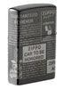 Zippo Newsprint Design Windproof Lighter Back 3/4 View