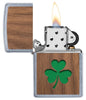 WOODCHUCK USA Clover Windproof Lighter open and lit