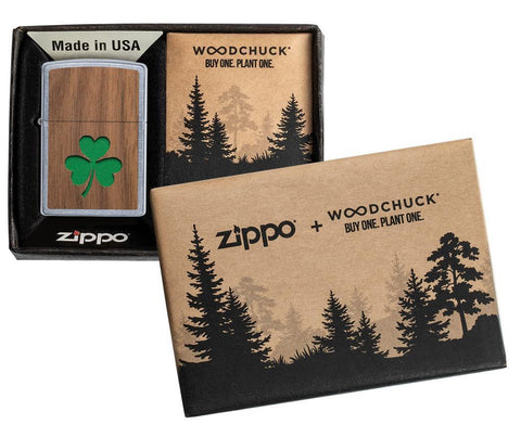 WOODCHUCK USA Clover Windproof Lighter in packaging