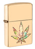 Front shot of Pot Leaf Fusion Design Windproof Lighter standing at a 3/4 angle