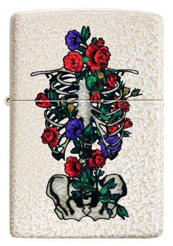 Front of Floral Skeleton Design Windproof Lighter
