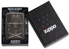 Knight Fight Design High Polish Black Windproof Lighter in its premium packaging