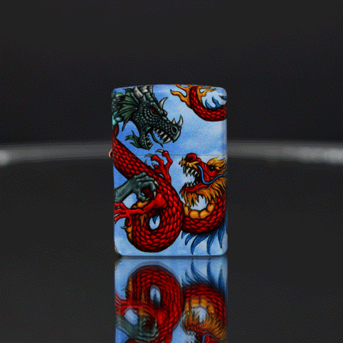 Front shot of Dragon Design 540 Color Windproof Lighter rotating