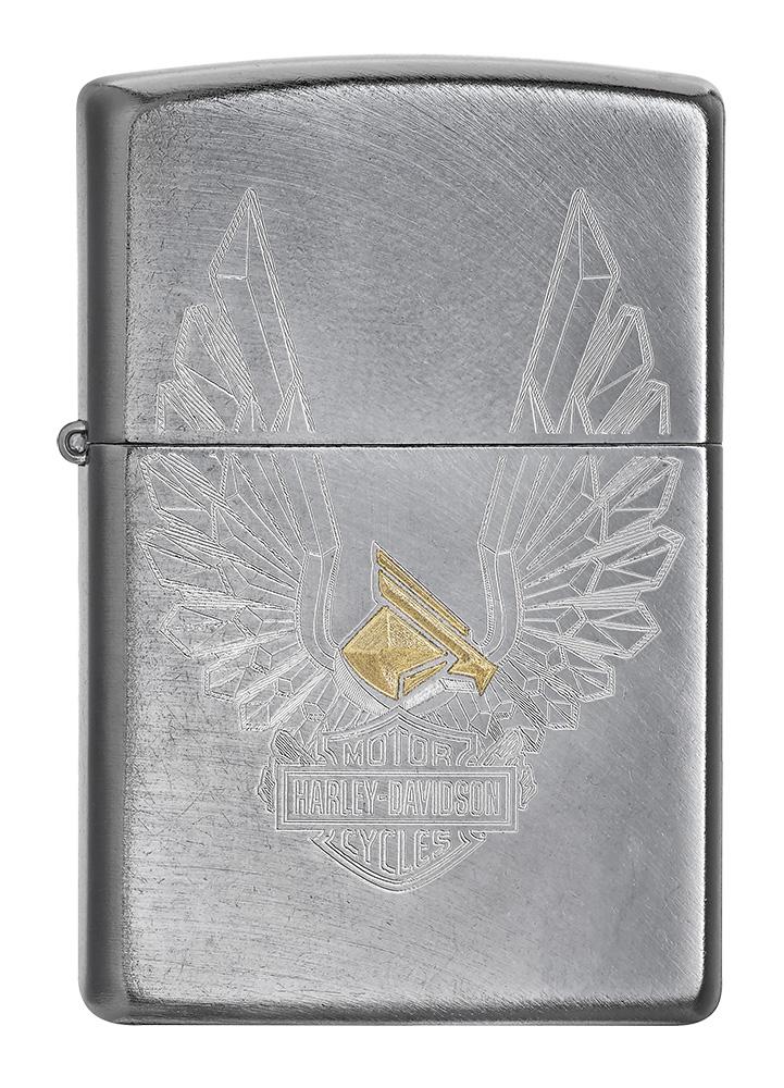 Front of Harley-Davidson® Eagles Logo Chrome Arch Windproof Lighter