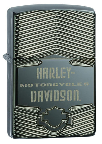 Harley-Davidson Armor  Black Ice Windproof Lighter 3/4 View