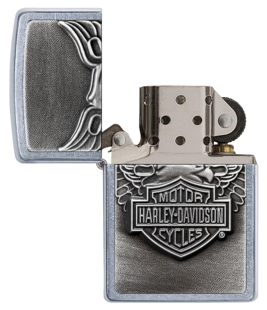 Harley-Davidson Eagle Emblem Street Chrome Windproof Lighter open and unlit