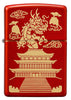 Front view of Eastern Design Dragon Design Metallic Red Windproof Lighter.